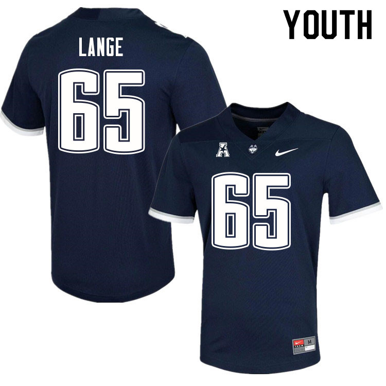Youth #65 Aaron Lange Uconn Huskies College Football Jerseys Sale-Navy